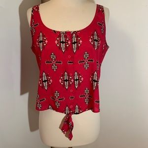 Charlotte Russe Sleeveless Patterned Button-up Top